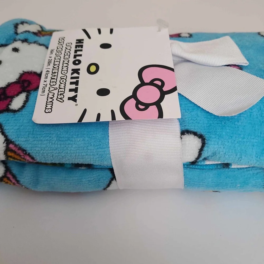 Sanrio Hello Kitty pattern set of 2 hand towels 100% Cotton NWT